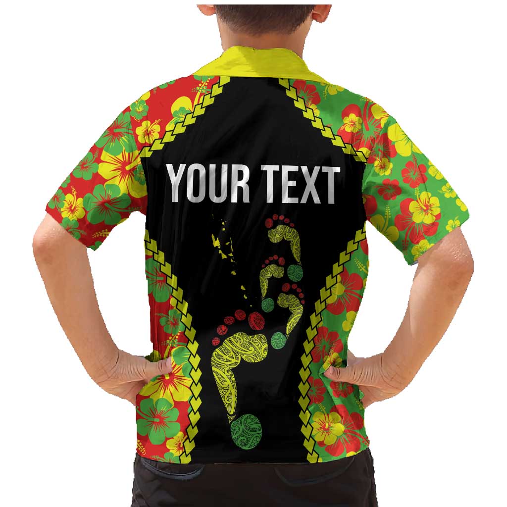 Personalised Vanuatu Running Family Matching Mermaid Dress and Hawaiian Shirt Footprint and Hibiscus Polynesian Style LT03 - Polynesian Pride