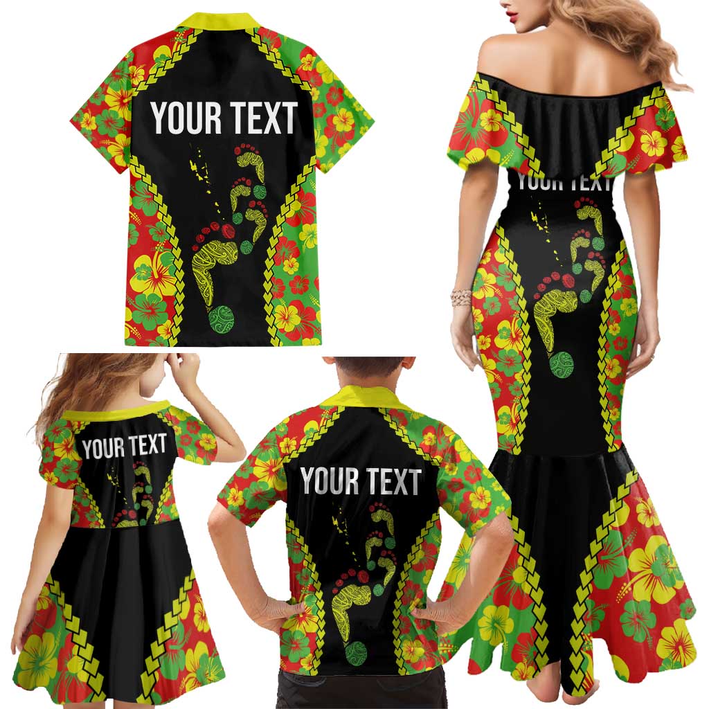 Personalised Vanuatu Running Family Matching Mermaid Dress and Hawaiian Shirt Footprint and Hibiscus Polynesian Style LT03 - Polynesian Pride