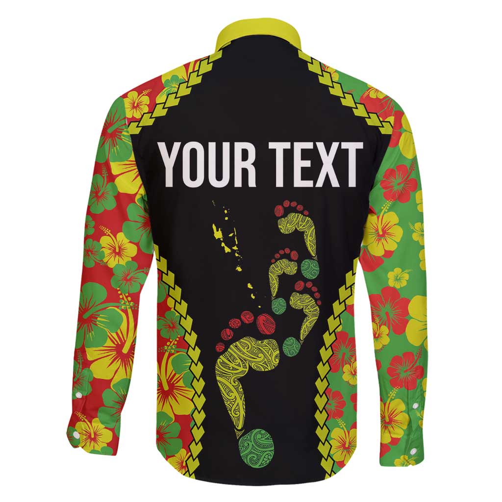 Personalised Vanuatu Running Family Matching Mermaid Dress and Hawaiian Shirt Footprint and Hibiscus Polynesian Style LT03 - Polynesian Pride