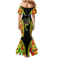 Personalised Vanuatu Running Family Matching Mermaid Dress and Hawaiian Shirt Footprint and Hibiscus Polynesian Style LT03 - Polynesian Pride