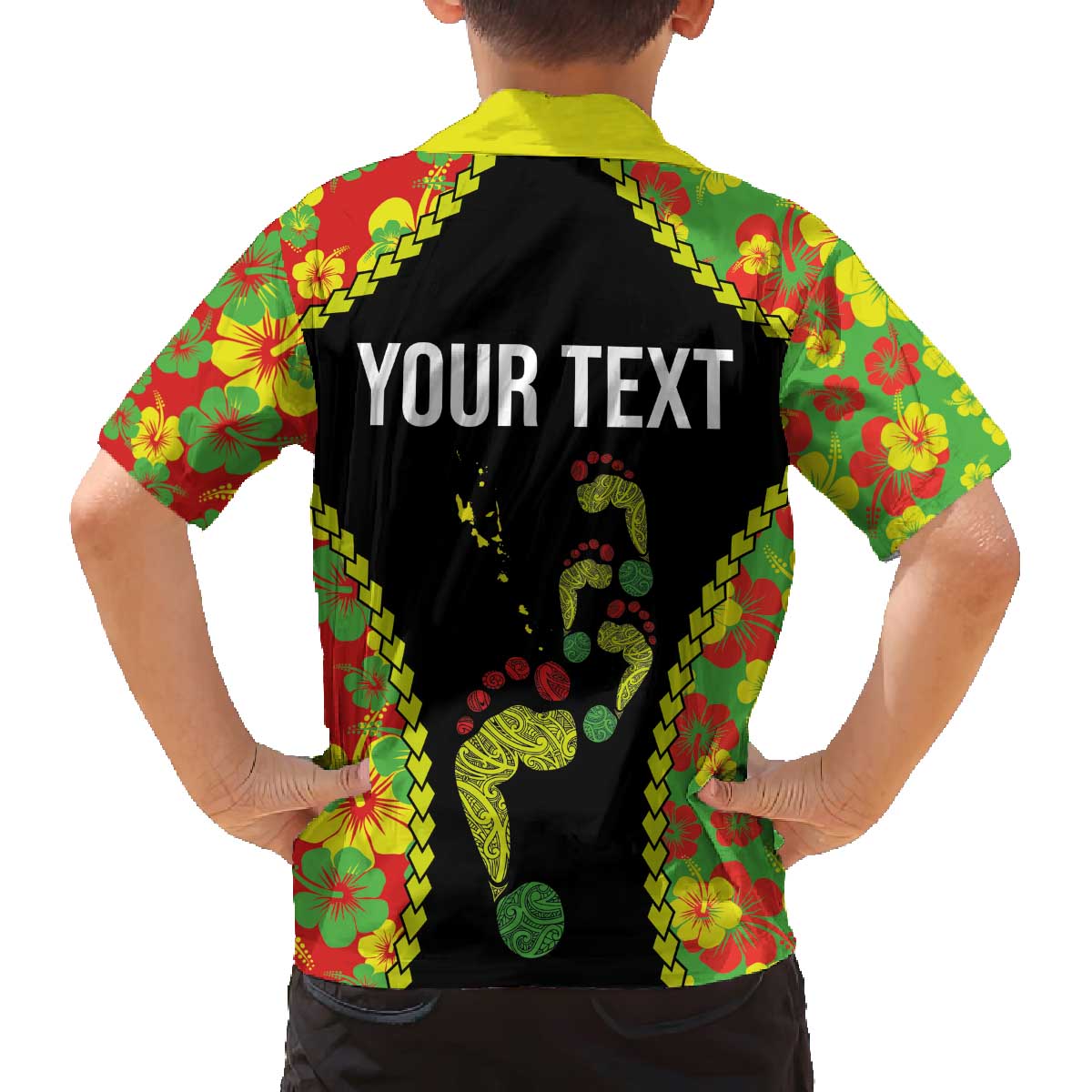 Personalised Vanuatu Running Family Matching Puletasi and Hawaiian Shirt Footprint and Hibiscus Polynesian Style LT03 - Polynesian Pride