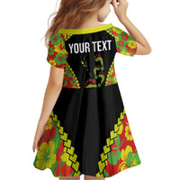 Personalised Vanuatu Running Family Matching Short Sleeve Bodycon Dress and Hawaiian Shirt Footprint and Hibiscus Polynesian Style LT03 - Polynesian Pride