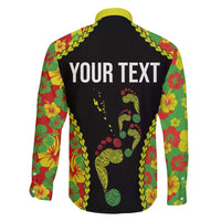 Personalised Vanuatu Running Family Matching Short Sleeve Bodycon Dress and Hawaiian Shirt Footprint and Hibiscus Polynesian Style LT03 - Polynesian Pride