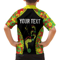 Personalised Vanuatu Running Hawaiian Shirt Footprint and Hibiscus Polynesian Style