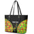 Personalised Vanuatu Running Leather Tote Bag Footprint and Hibiscus Polynesian Style