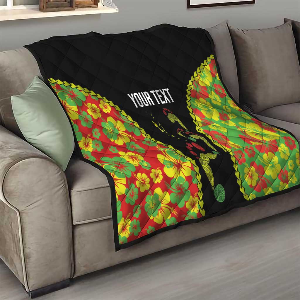 Personalised Vanuatu Running Quilt Footprint and Hibiscus Polynesian Style