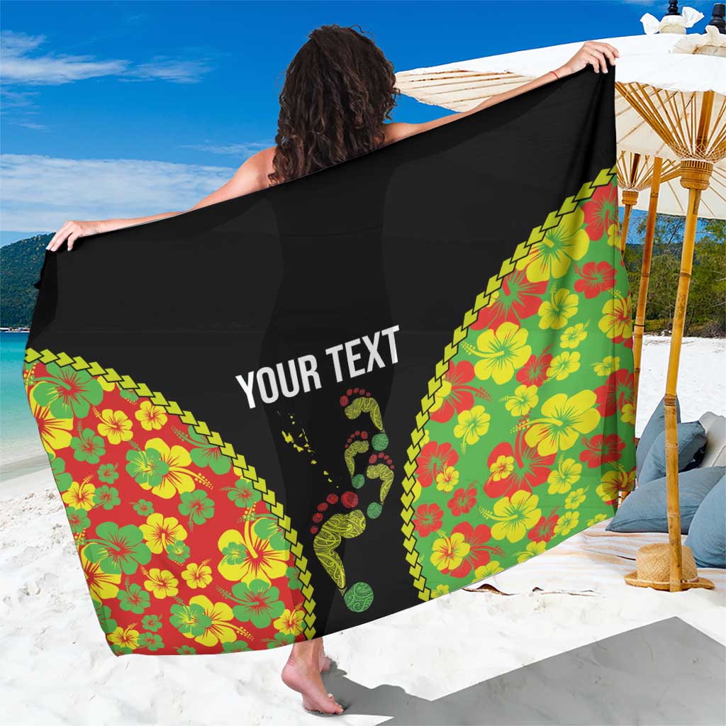 Personalised Vanuatu Running Sarong Footprint and Hibiscus Polynesian Style