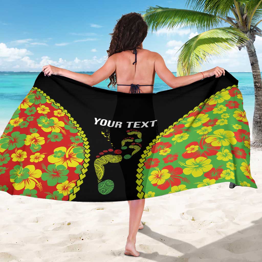 Personalised Vanuatu Running Sarong Footprint and Hibiscus Polynesian Style