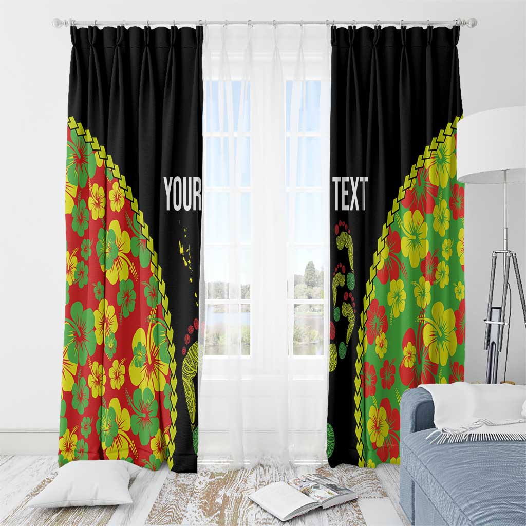 Personalised Vanuatu Running Window Curtain Footprint and Hibiscus Polynesian Style