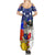 Filipino American History Month Summer Maxi Dress Filipino Coat Of Arms and American Eagle Splash Style LT03 - Polynesian Pride