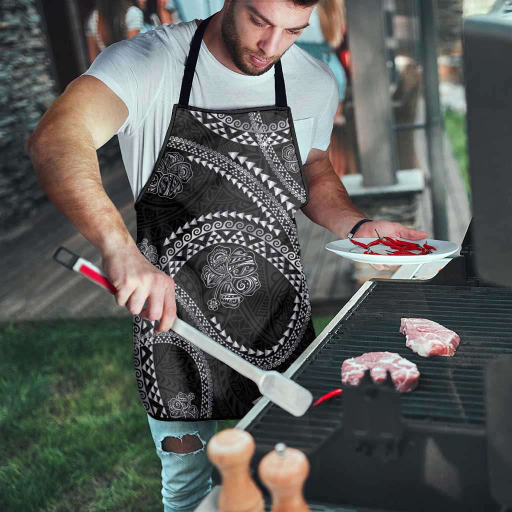 Hawaiian Kakau Art and Hisbiscus Tattoo Apron Tribal Pattern-Silver Style - Polynesian Pride
