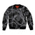 Hawaiian Kakau Art and Hisbiscus Tattoo Bomber Jacket Tribal Pattern-Silver Style - Polynesian Pride