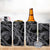 Hawaiian Kakau Art and Hisbiscus Tattoo 4 in 1 Can Cooler Tumbler Tribal Pattern-Silver Style - Polynesian Pride