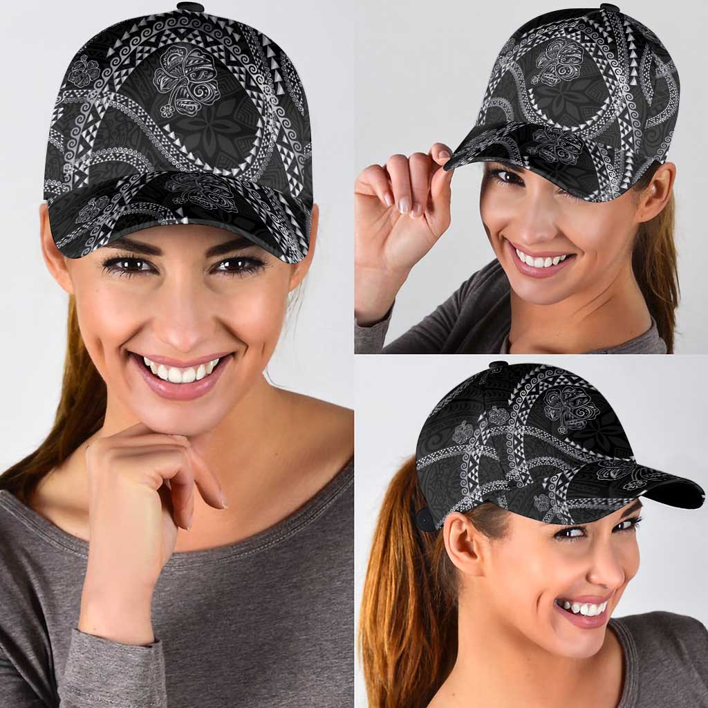 Hawaiian Kakau Art and Hisbiscus Tattoo Classic Cap Tribal Pattern-Silver Style - Polynesian Pride