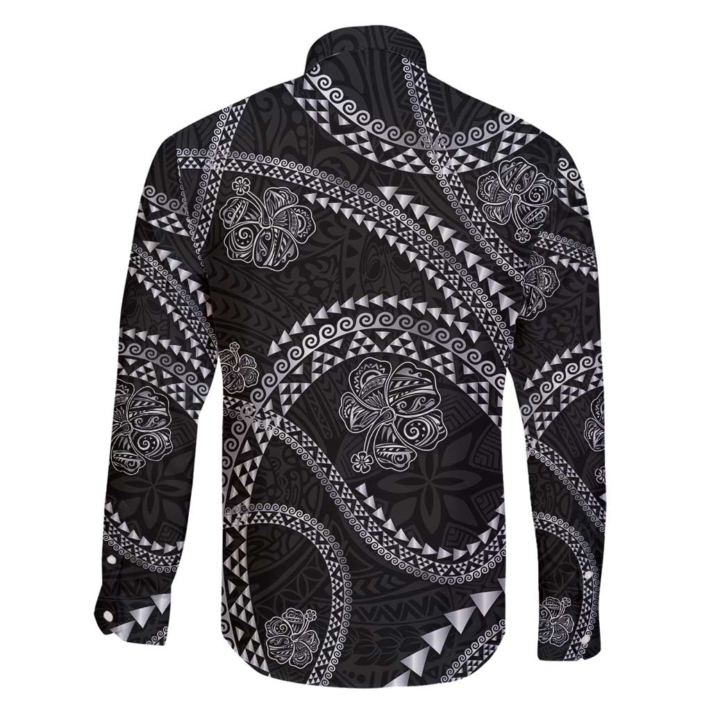 Hawaiian Kakau Art and Hisbiscus Tattoo Family Matching Puletasi and Hawaiian Shirt Tribal Pattern-Silver Style LT03 - Polynesian Pride
