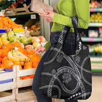 Hawaiian Kakau Art and Hisbiscus Tattoo Grocery Bag Tribal Pattern-Silver Style - Polynesian Pride