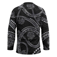 Hawaiian Kakau Art and Hisbiscus Tattoo Hockey Jersey Tribal Pattern-Silver Style - Polynesian Pride