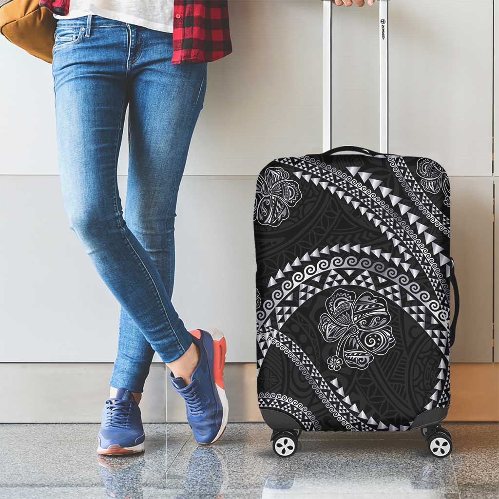 Hawaiian Kakau Art and Hisbiscus Tattoo Luggage Cover Tribal Pattern-Silver Style - Polynesian Pride