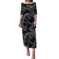 Hawaiian Kakau Art and Hisbiscus Tattoo Puletasi Tribal Pattern-Silver Style - Polynesian Pride