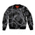 Hawaiian Kakau Art and Hisbiscus Tattoo Sleeve Zip Bomber Jacket Tribal Pattern-Silver Style - Polynesian Pride