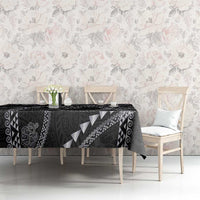 Hawaiian Kakau Art and Hisbiscus Tattoo Tablecloth Tribal Pattern-Silver Style - Polynesian Pride