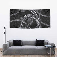 Hawaiian Kakau Art and Hisbiscus Tattoo Tapestry Tribal Pattern-Silver Style - Polynesian Pride