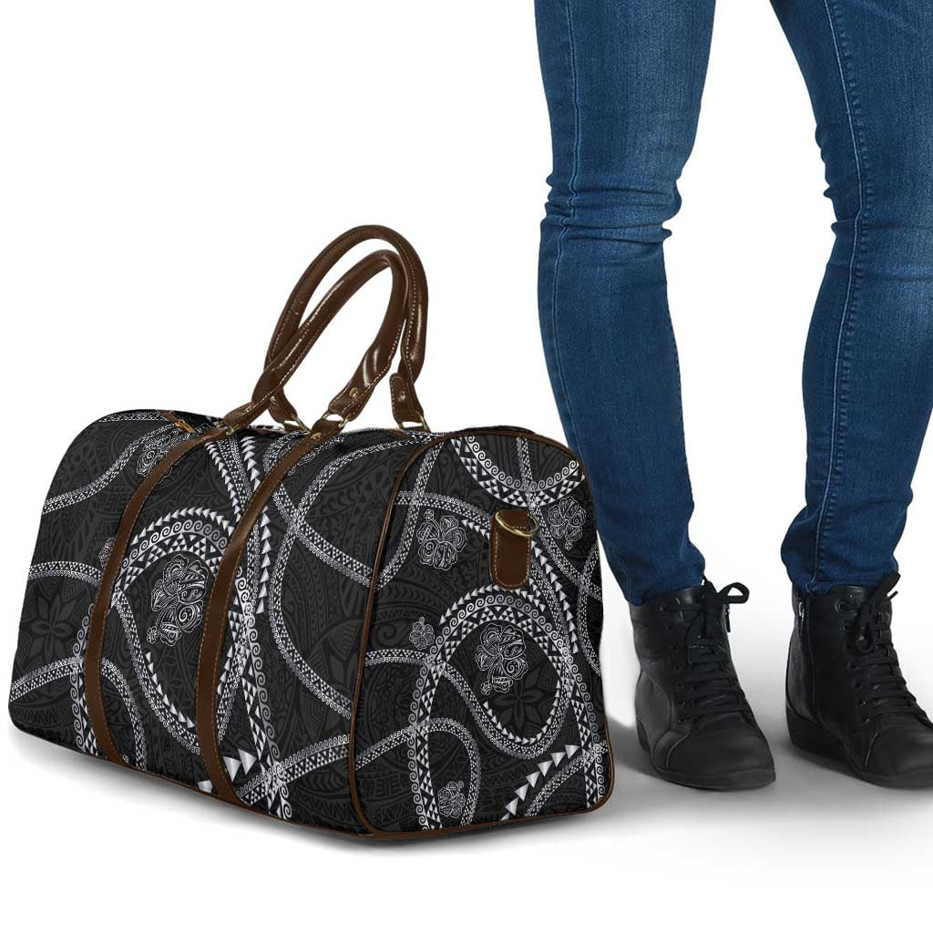 Hawaiian Kakau Art and Hisbiscus Tattoo Travel Bag Tribal Pattern-Silver Style - Polynesian Pride