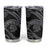 Hawaiian Kakau Art and Hisbiscus Tattoo Tumbler Cup Tribal Pattern-Silver Style - Polynesian Pride