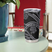 Hawaiian Kakau Art and Hisbiscus Tattoo Tumbler Cup Tribal Pattern-Silver Style - Polynesian Pride
