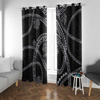 Hawaiian Kakau Art and Hisbiscus Tattoo Window Curtain Tribal Pattern-Silver Style - Polynesian Pride