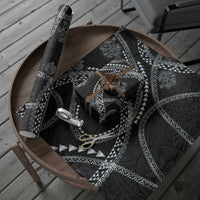 Hawaiian Kakau Art and Hisbiscus Tattoo Wrapping Paper Tribal Pattern-Silver Style - Polynesian Pride
