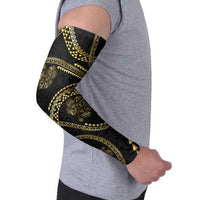 Hawaiian Kakau Art and Hisbiscus Tattoo Arm Sleeves Tribal Pattern-Gold Style - Polynesian Pride