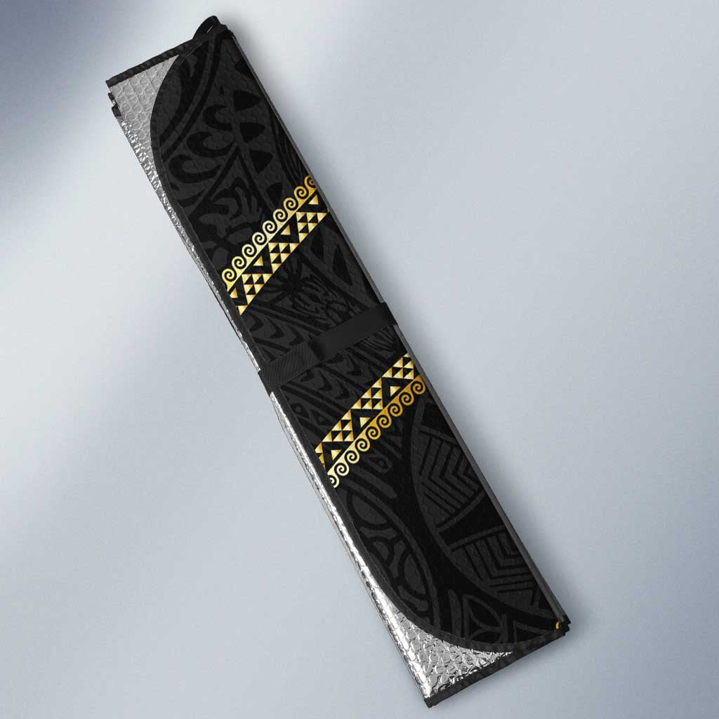 Hawaiian Kakau Art and Hisbiscus Tattoo Auto Sun Shade Tribal Pattern-Gold Style LT03 - Polynesian Pride