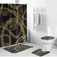 Hawaiian Kakau Art and Hisbiscus Tattoo Bathroom Set Tribal Pattern-Gold Style - Polynesian Pride