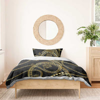 Hawaiian Kakau Art and Hisbiscus Tattoo Bedding Set Tribal Pattern-Gold Style - Polynesian Pride