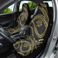 Hawaiian Kakau Art and Hisbiscus Tattoo Car Seat Cover Tribal Pattern-Gold Style - Polynesian Pride