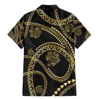 Hawaiian Kakau Art and Hisbiscus Tattoo Family Matching Mermaid Dress and Hawaiian Shirt Tribal Pattern-Gold Style LT03 - Polynesian Pride