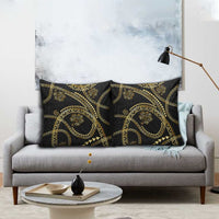 Hawaiian Kakau Art and Hisbiscus Tattoo Pillow Cover Tribal Pattern-Gold Style - Polynesian Pride