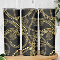 Hawaiian Kakau Art and Hisbiscus Tattoo Skinny Tumbler Tribal Pattern-Gold Style - Polynesian Pride
