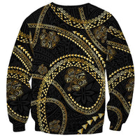 Hawaiian Kakau Art and Hisbiscus Tattoo Sweatshirt Tribal Pattern-Gold Style LT03 - Polynesian Pride