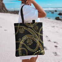 Hawaiian Kakau Art and Hisbiscus Tattoo Tote Bag Tribal Pattern-Gold Style - Polynesian Pride