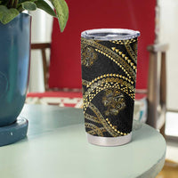 Hawaiian Kakau Art and Hisbiscus Tattoo Tumbler Cup Tribal Pattern-Gold Style - Polynesian Pride