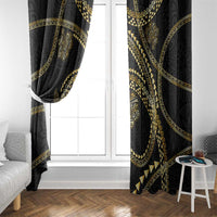 Hawaiian Kakau Art and Hisbiscus Tattoo Window Curtain Tribal Pattern-Gold Style - Polynesian Pride