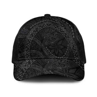 Hawaiian Kakau Art and Hisbiscus Tattoo Baseball Net Cap Tribal Pattern-Black Gradient Style - Polynesian Pride