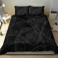 Hawaiian Kakau Art and Hisbiscus Tattoo Bedding Set Tribal Pattern-Black Gradient Style - Polynesian Pride
