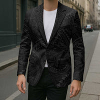 Hawaiian Kakau Art and Hisbiscus Tattoo Blazer Tribal Pattern-Black Gradient Style - Polynesian Pride