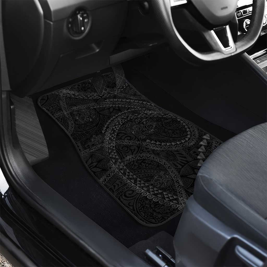 Hawaiian Kakau Art and Hisbiscus Tattoo Car Mats Tribal Pattern-Black Gradient Style - Polynesian Pride