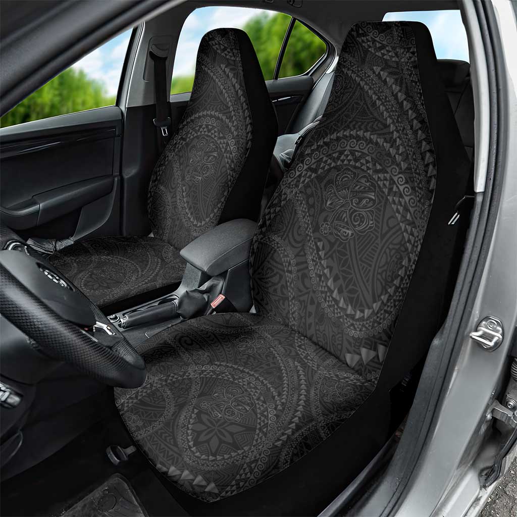 Hawaiian Kakau Art and Hisbiscus Tattoo Car Seat Cover Tribal Pattern-Black Gradient Style - Polynesian Pride