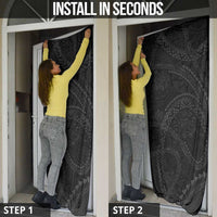 Hawaiian Kakau Art and Hisbiscus Tattoo Door Cover Tribal Pattern-Black Gradient Style - Polynesian Pride