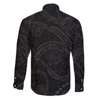 Hawaiian Kakau Art and Hisbiscus Tattoo Family Matching Off The Shoulder Long Sleeve Dress and Hawaiian Shirt Tribal Pattern-Black Gradient Style - Polynesian Pride